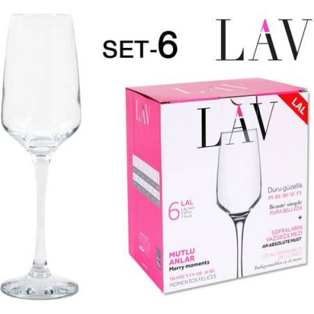 set 6 copas champagne 230cc lal