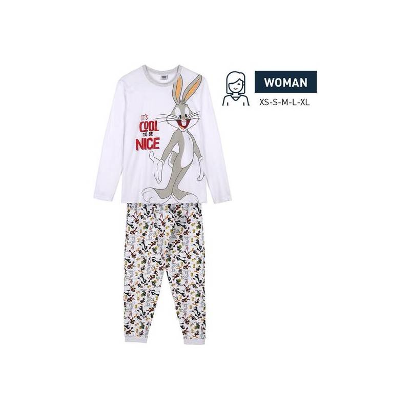 pijama largo single jersey looney tunes gris