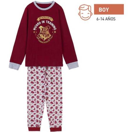 pijama largo single jersey harry potter dark red