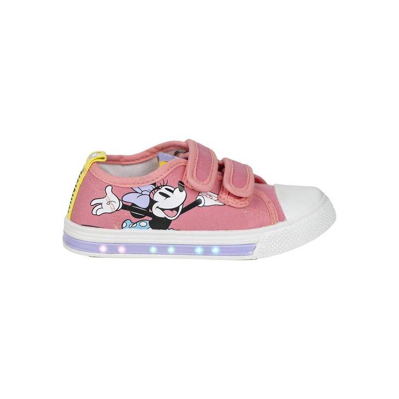 zapatilla loneta suela pvc con luces algodón minnie