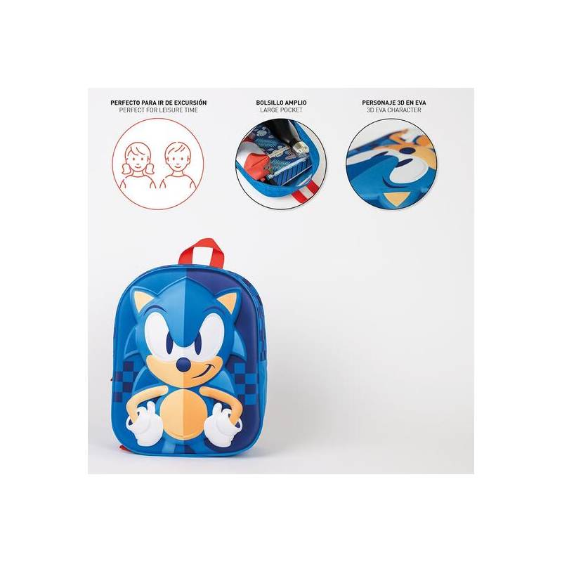 mochila infantil 3d sonic