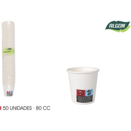 set 50 vaso blanco carton 80cc algon