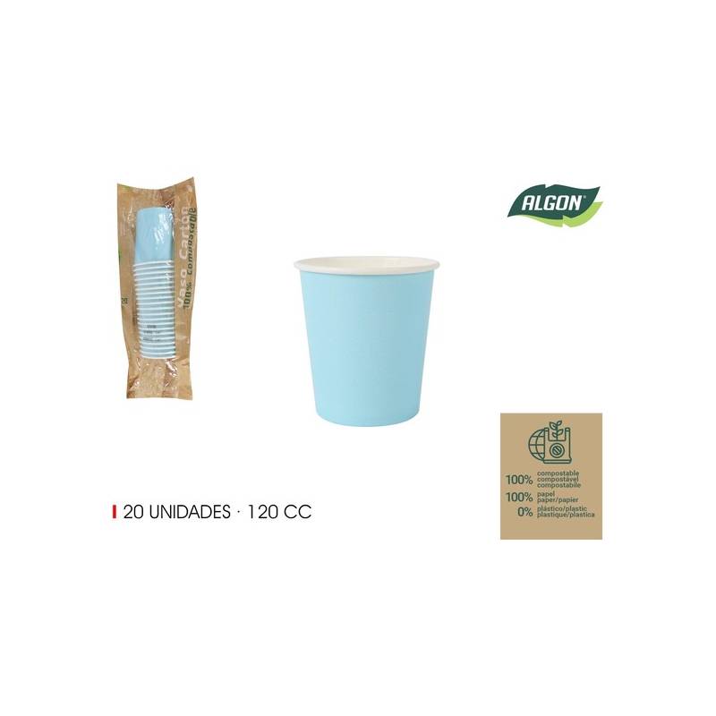 set 20 vaso carton azul baby 120cc algon